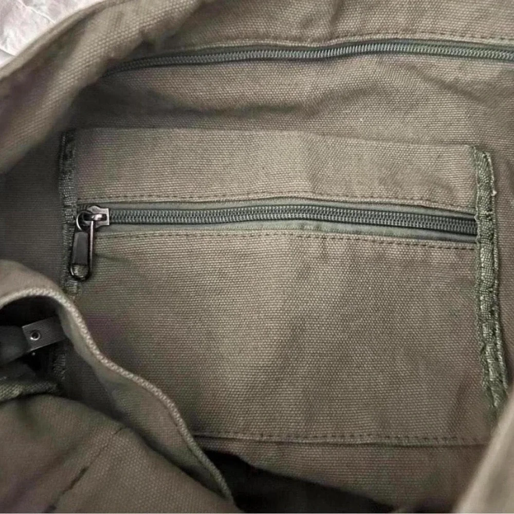 Unisex Khaki Canvas Crossbody / Shoulder  Bag - Large Capacity - New